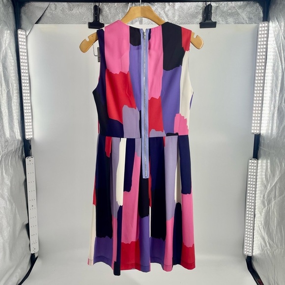 NWT CROSBY by Mollie‎ Burch Kristie dress Pink Purple Colorful V Neck size 8 - Picture 4 of 13